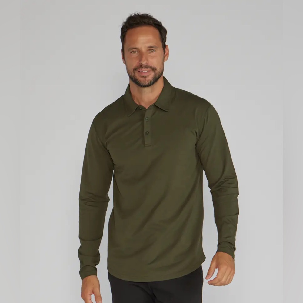 Bylt Basics Men’s Drop-Cut Long Sleeve: LUX Polo forest XL